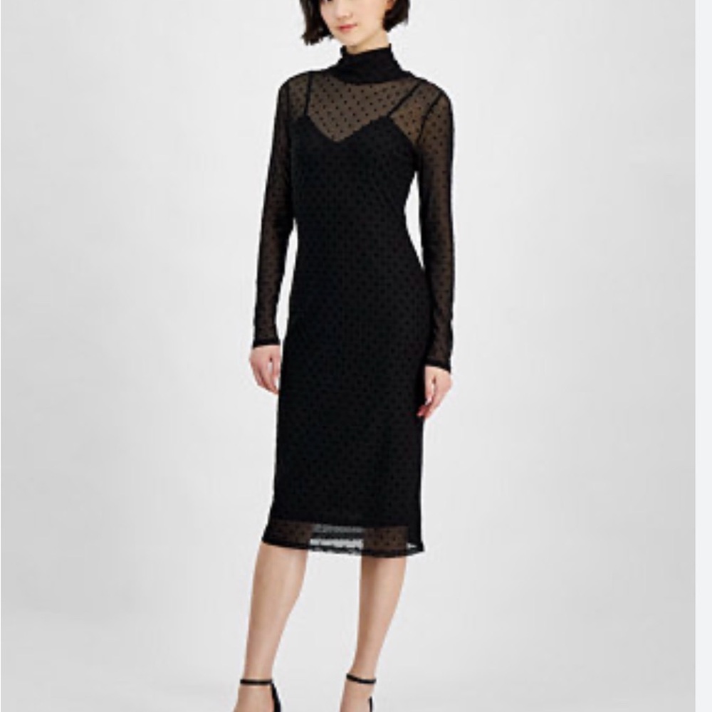 Rachael Ray elegant mesh sleeve dress